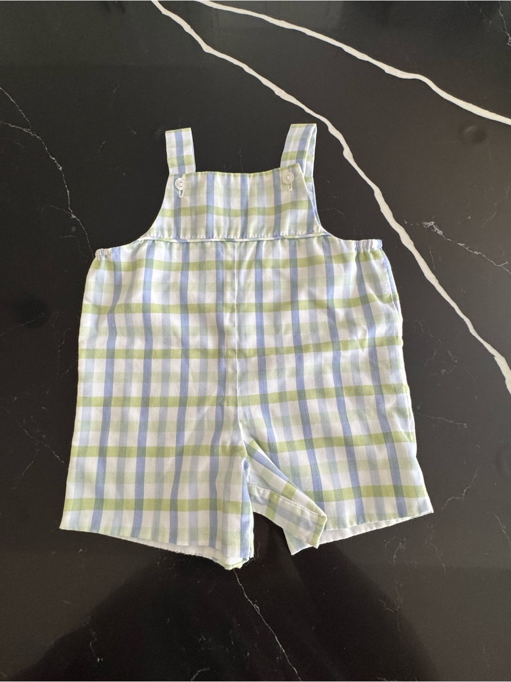 Little English Blue & Green Plaid Romper